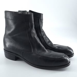 Light Tread Military Vintage Black Leather Ankle Boots Hard Toe Size 9.5